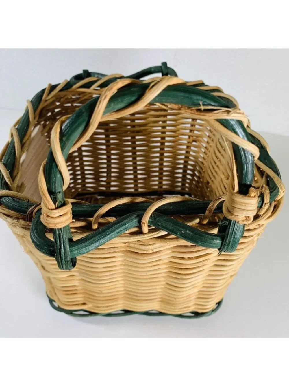 Vintage Autumn Greetings Wicker Basket Hand Painted Tile Cozy Harvest Decor